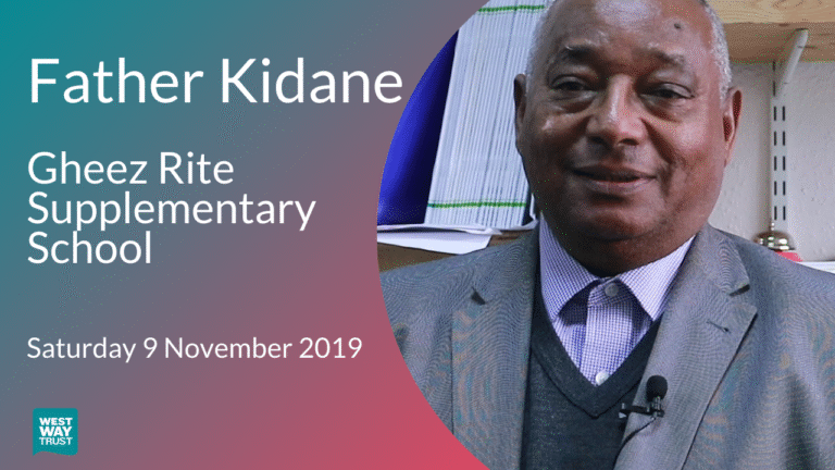 Image of Father Kidane and Text with his name and Gheez Rite Supplementary School