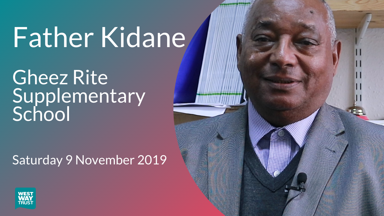 Image of Father Kidane and Text with his name and Gheez Rite Supplementary School