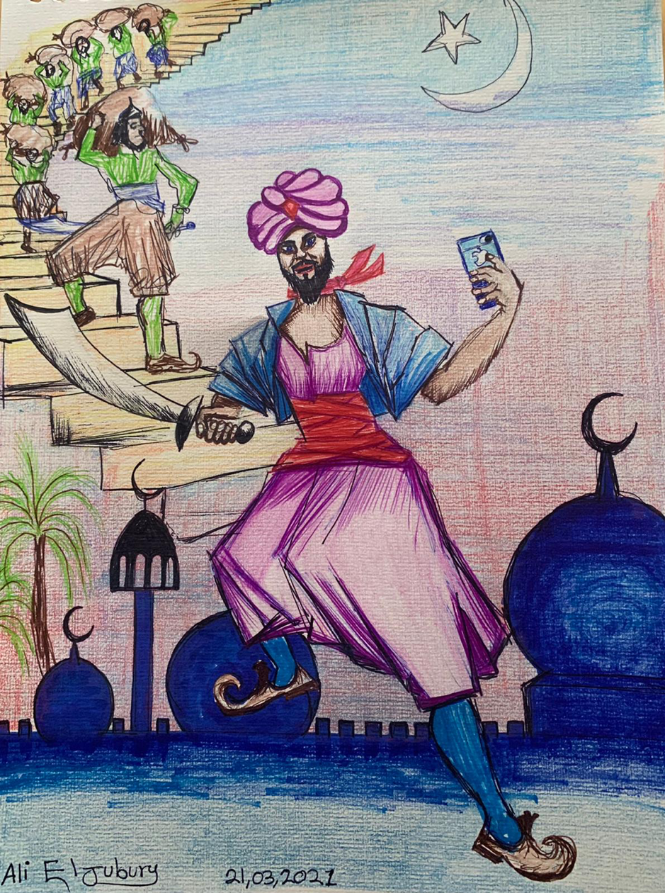Ali Baba taking a selfie on an iPhone