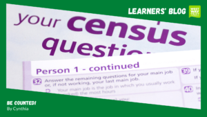 Image of census form with green learners' blog boarder
