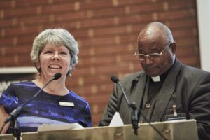 photo of two speakers at an awards ceremony