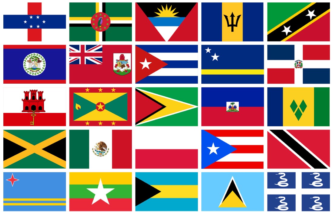 Flags of Caribbean islands