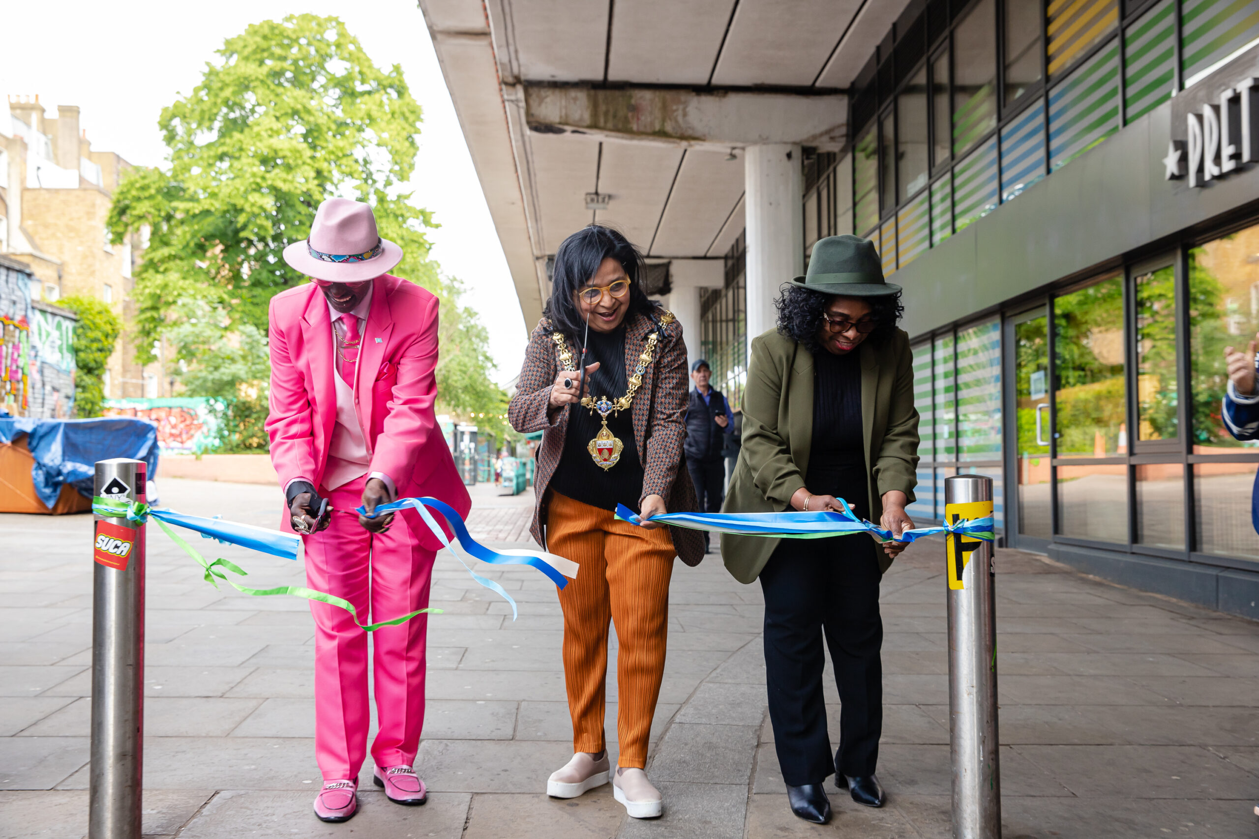 Cuttting of ribbon at launch of Windrush Day Trail