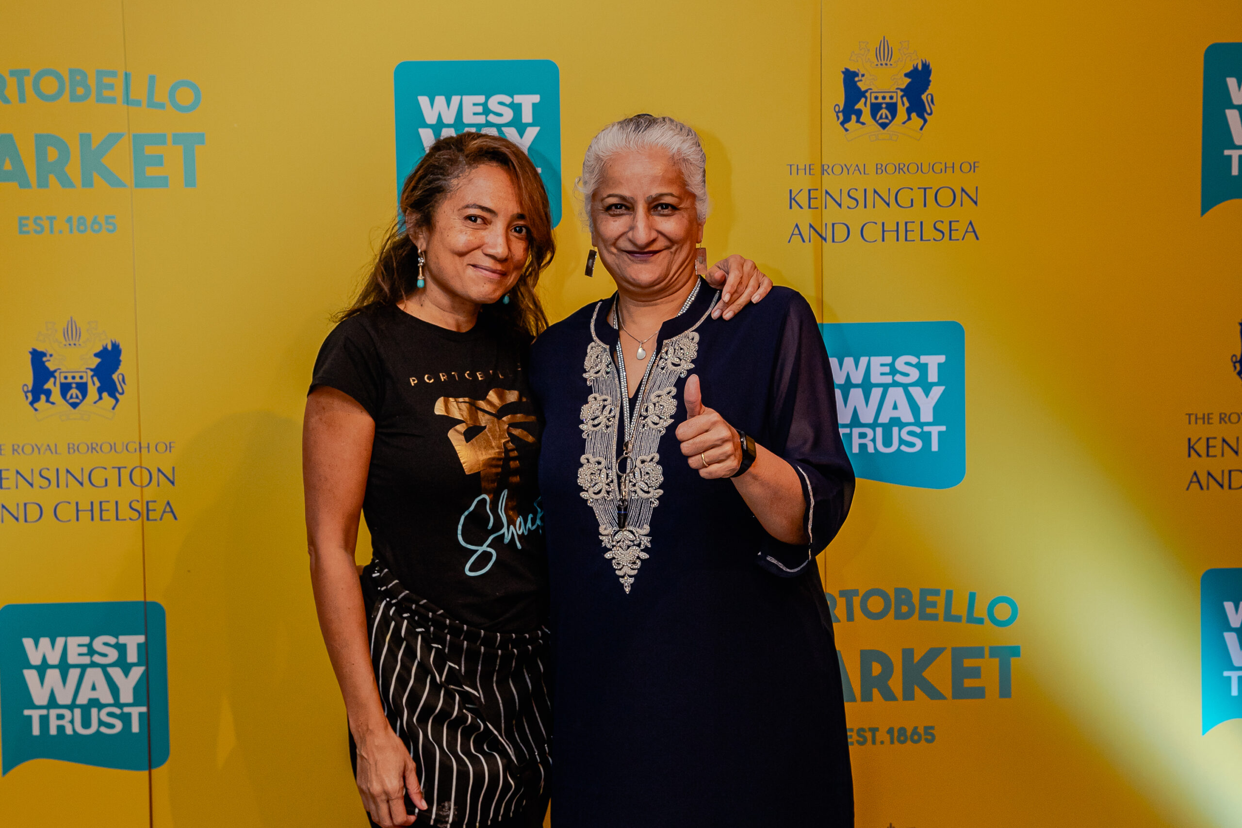 Rosita Lynch, owner of local business Portobello Shack pictured with Westway Trust CEO, Venu Dhupa at the Portobello Market brand launch.