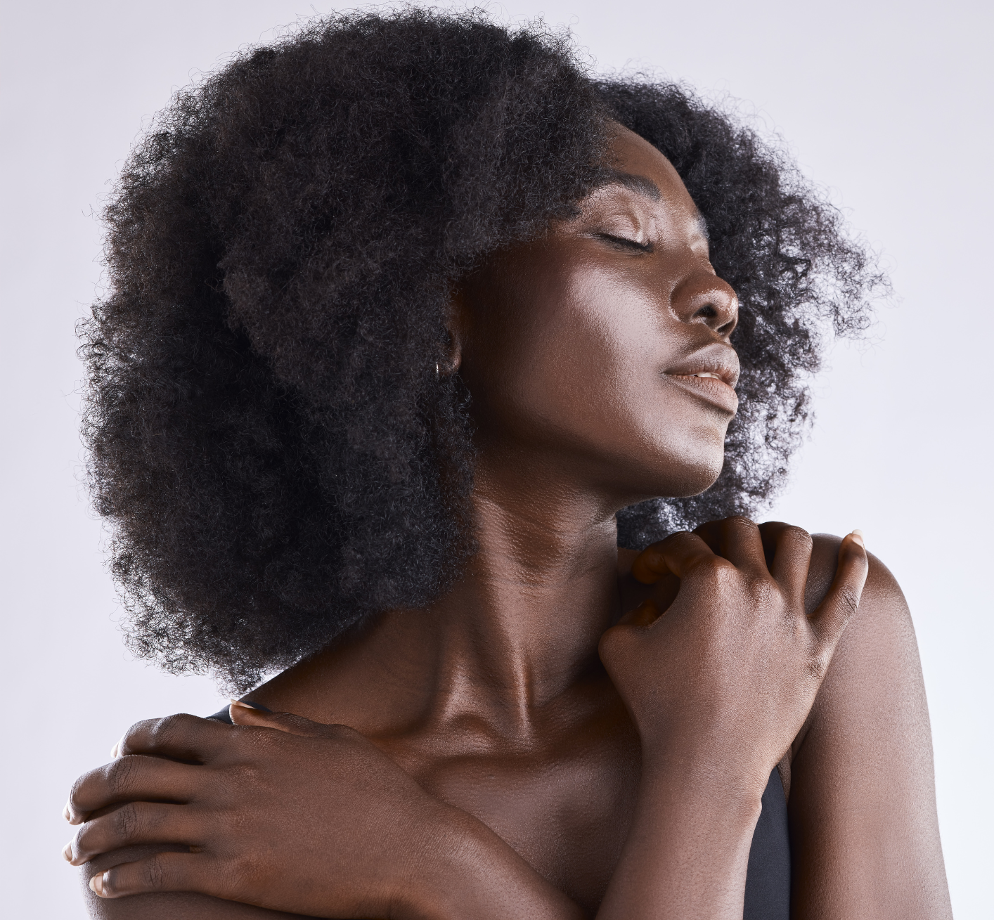Woman with curly long hair